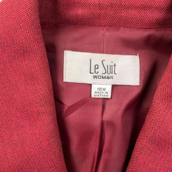 Le Suit Skirt Set Womens 18W Red Monochromatic Layered Professional Church 2pc - Picture 3 of 15